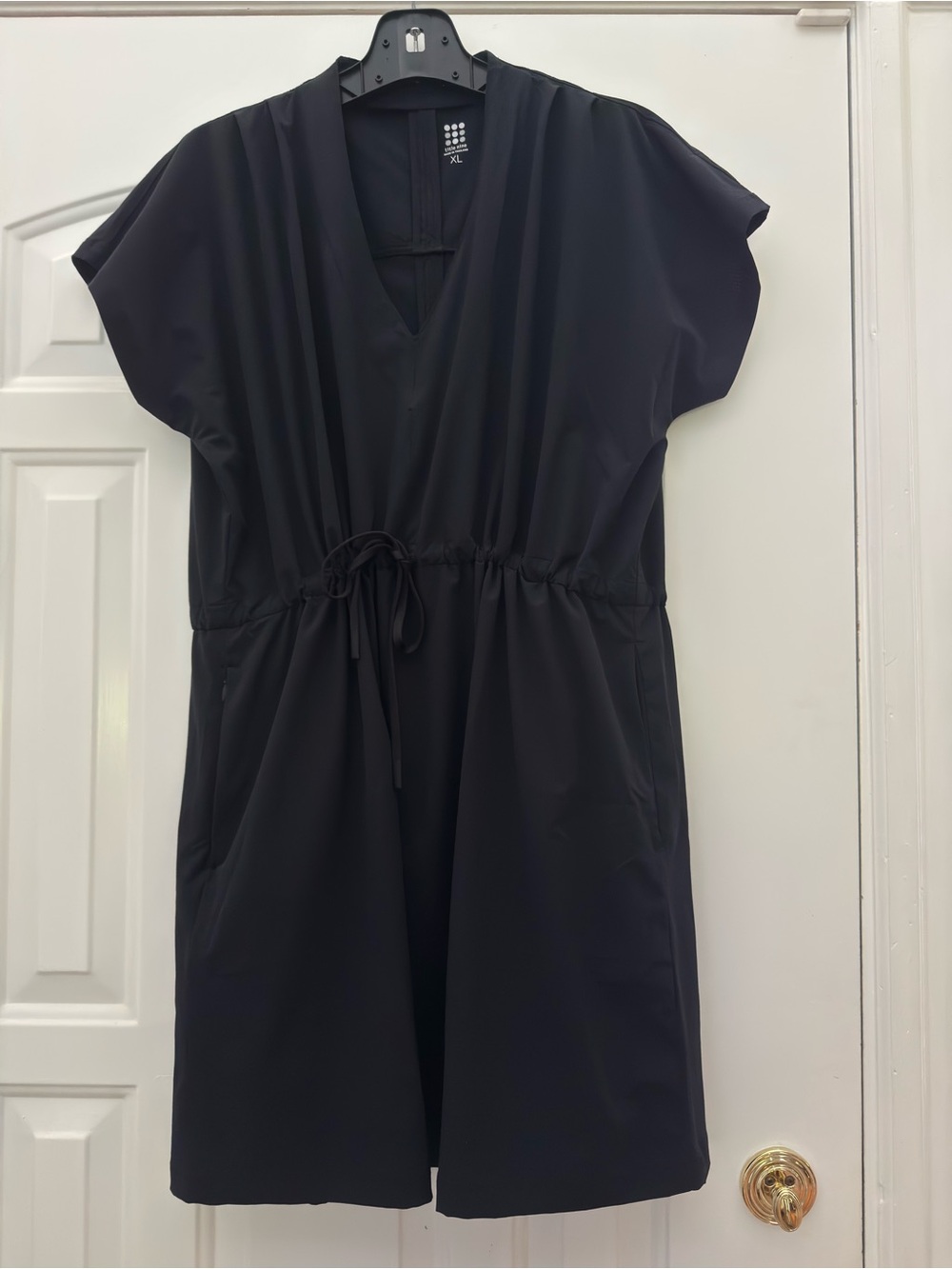 Title Nine Black V-Neck Drawstring Mini Dress